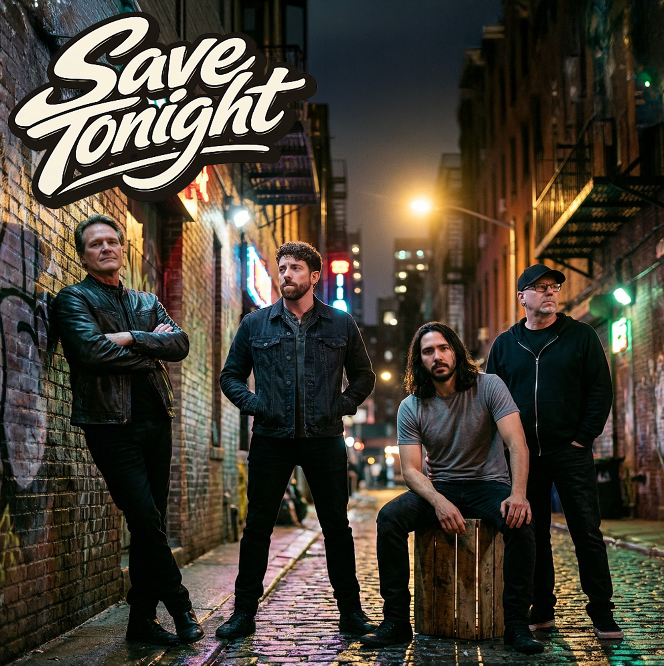 Save Tonight band photo - alley night shot